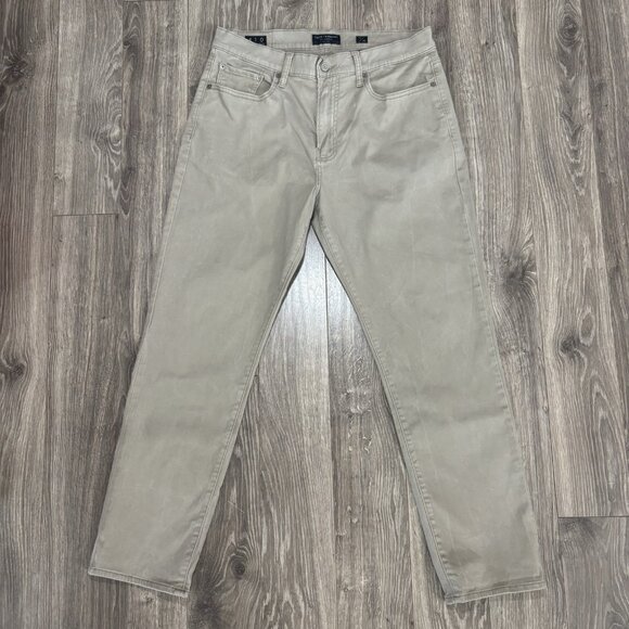 Lucky Brand 410 Athletic Straight Pants Mens 34x30 Beige Stretch Chino Casual - Picture 1 of 16